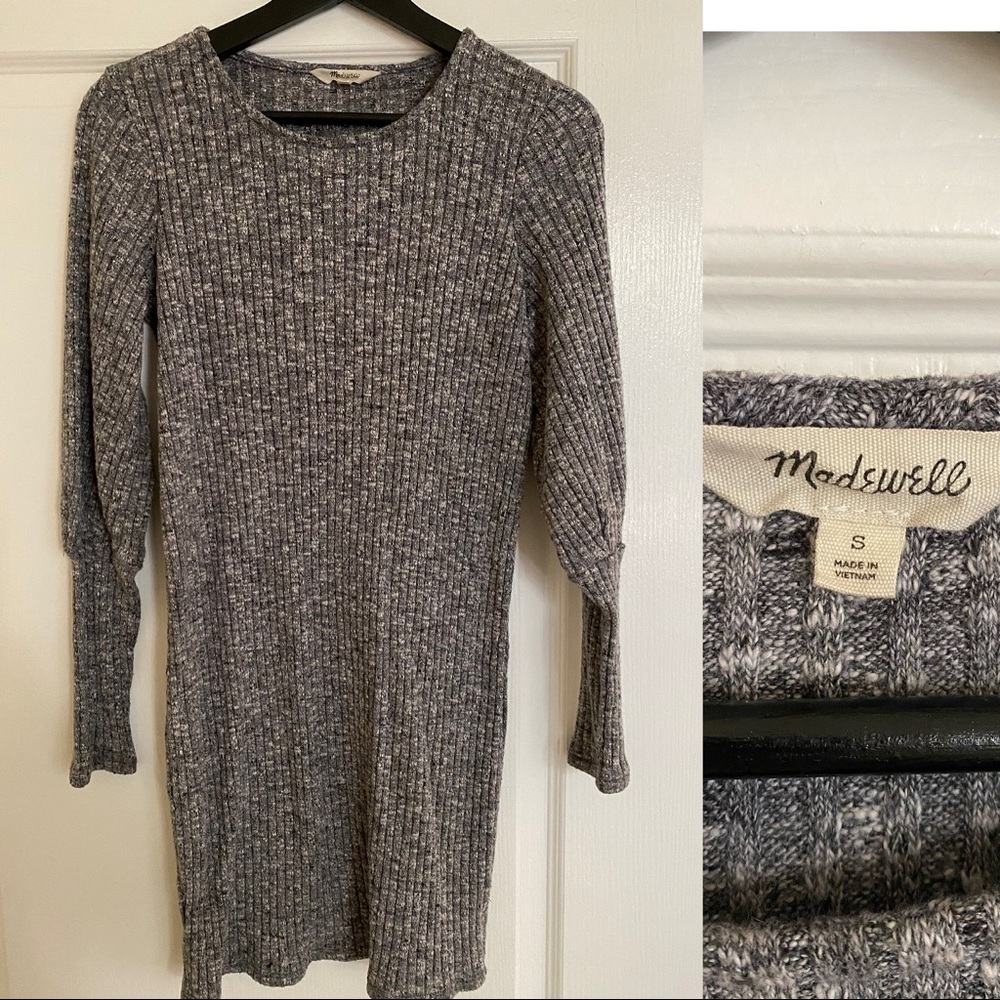 Madewell sweater dress long sleeve marled grey